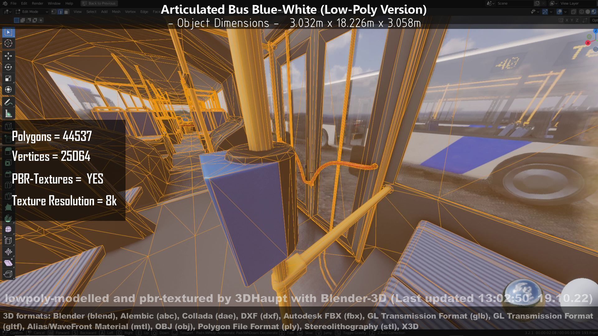 Articulated City Bus Blue-White Low-poly 3D model_42