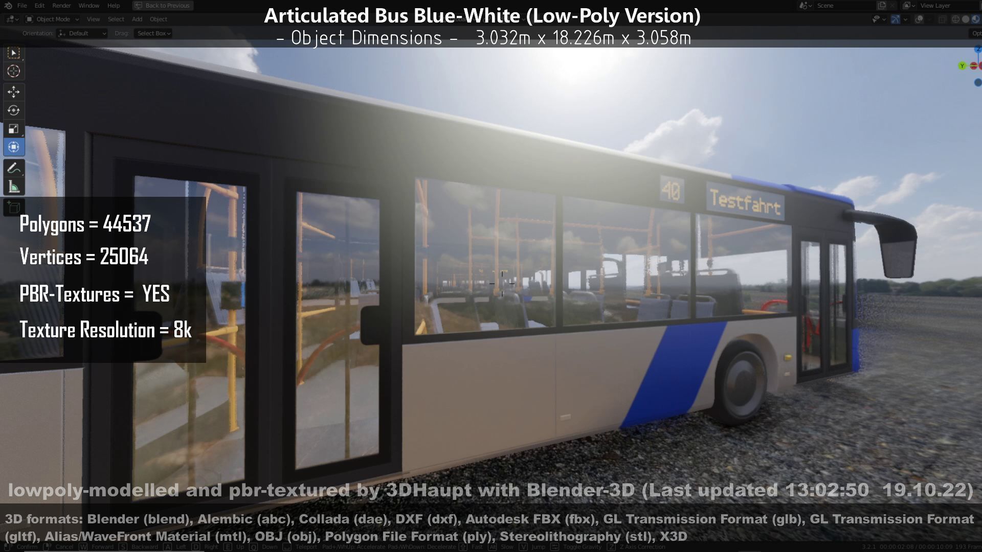 Articulated City Bus Blue-White Low-poly 3D model_140