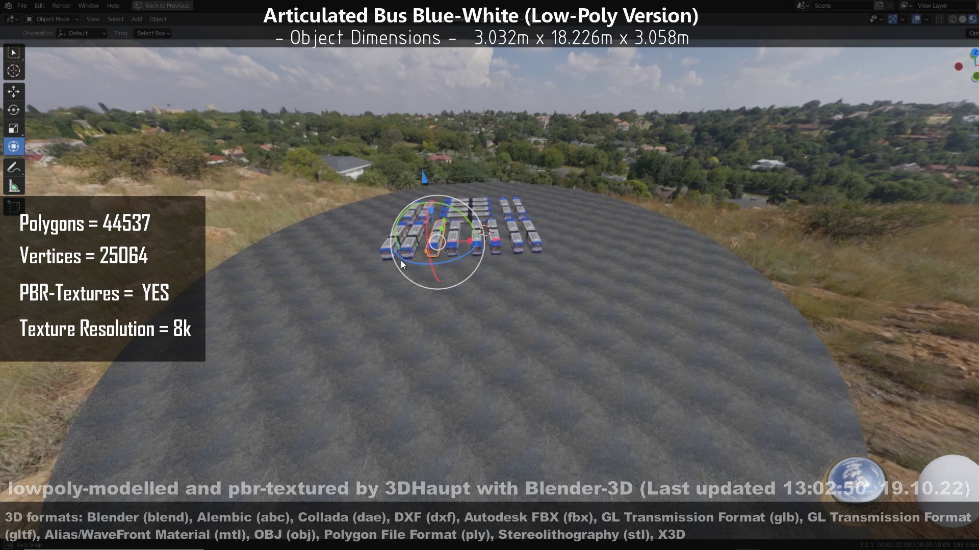 Articulated City Bus Blue-White Low-poly 3D model_131