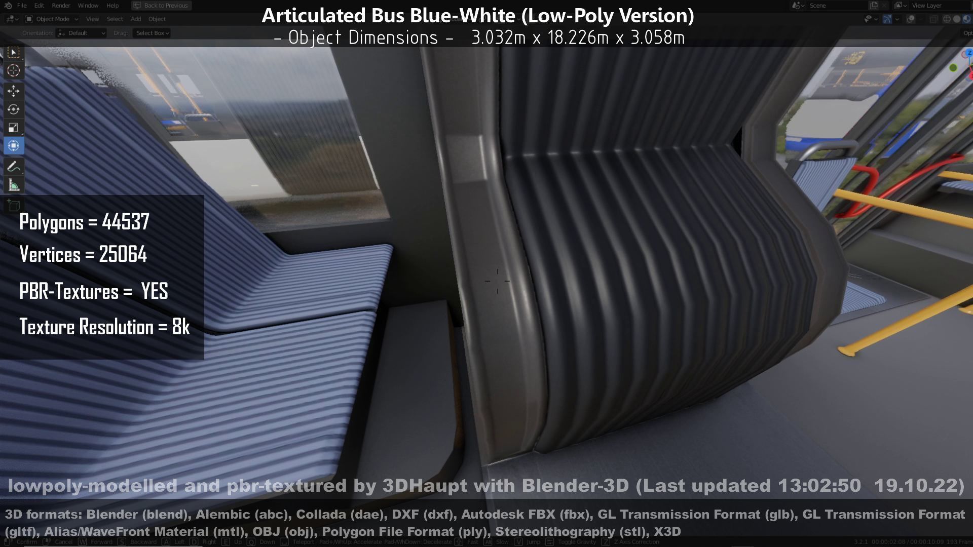 Articulated City Bus Blue-White Low-poly 3D model_41