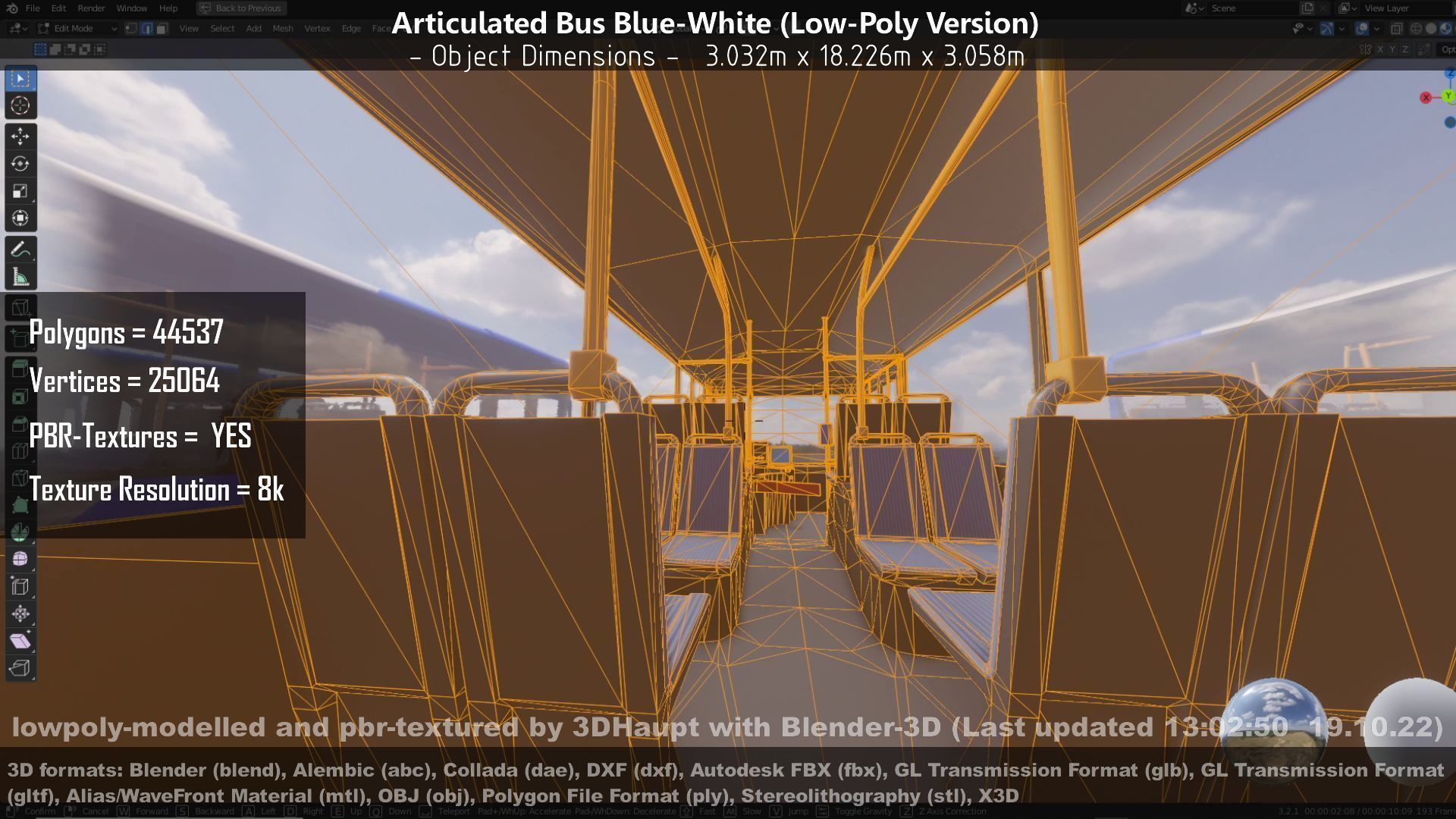 Articulated City Bus Blue-White Low-poly 3D model_123