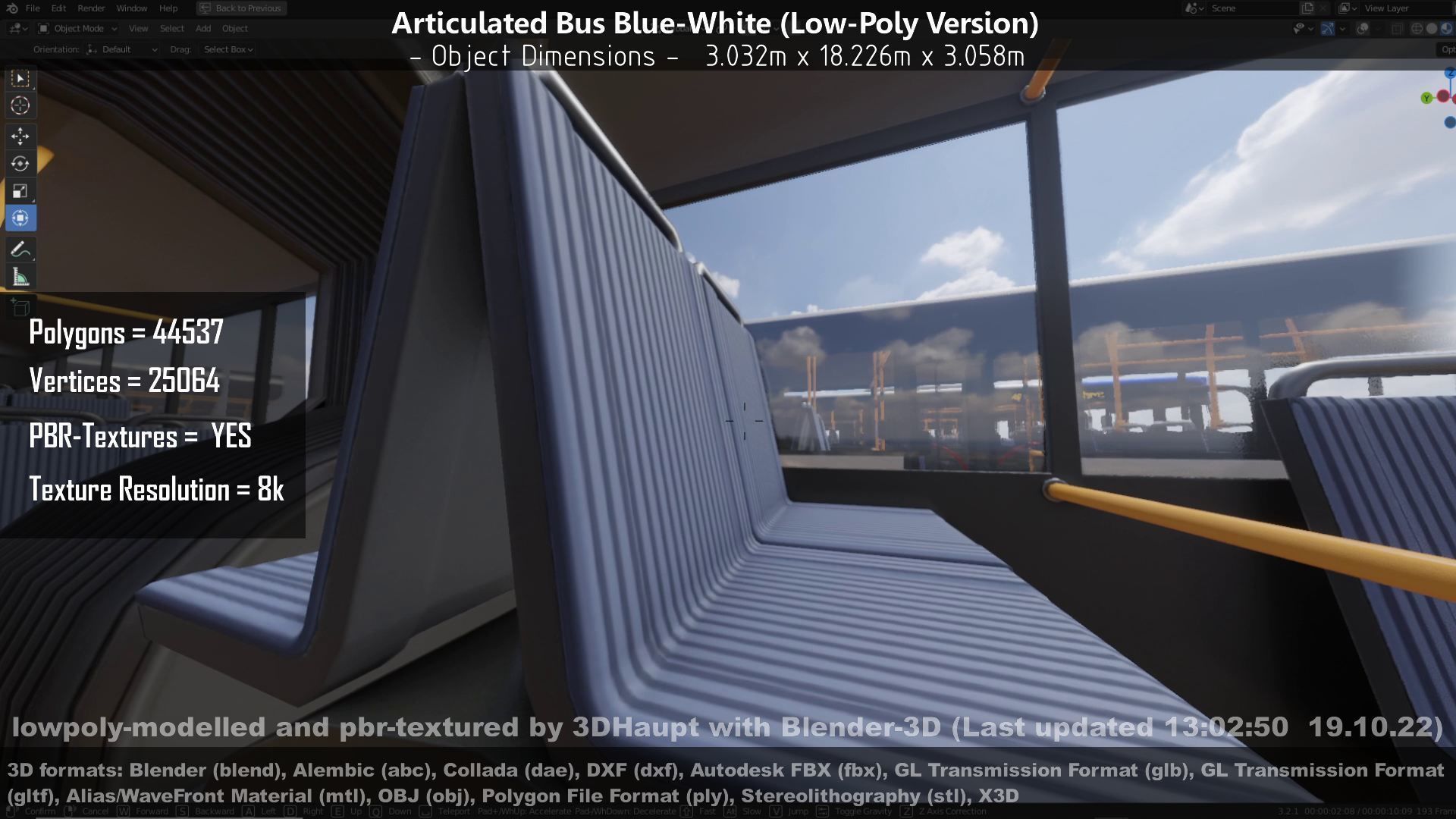 Articulated City Bus Blue-White Low-poly 3D model_91
