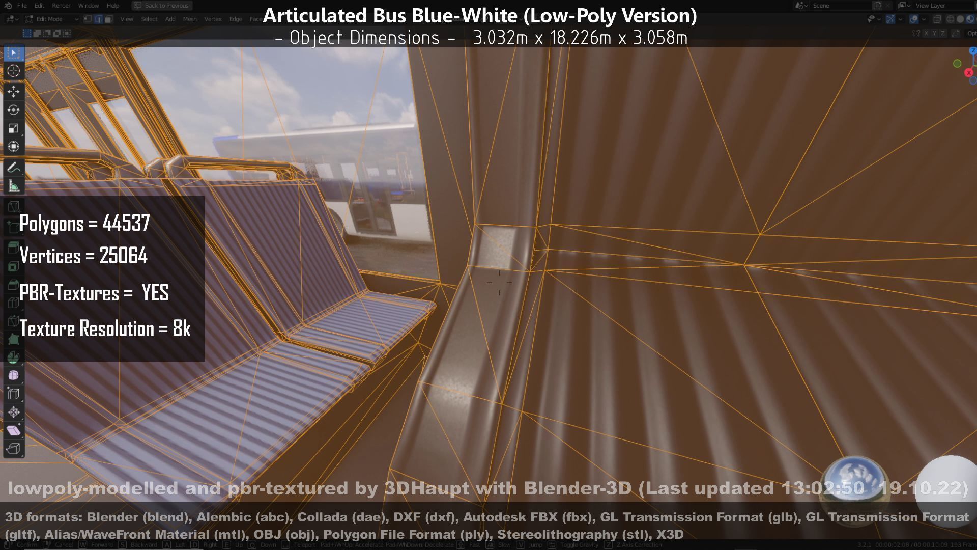 Articulated City Bus Blue-White Low-poly 3D model_121