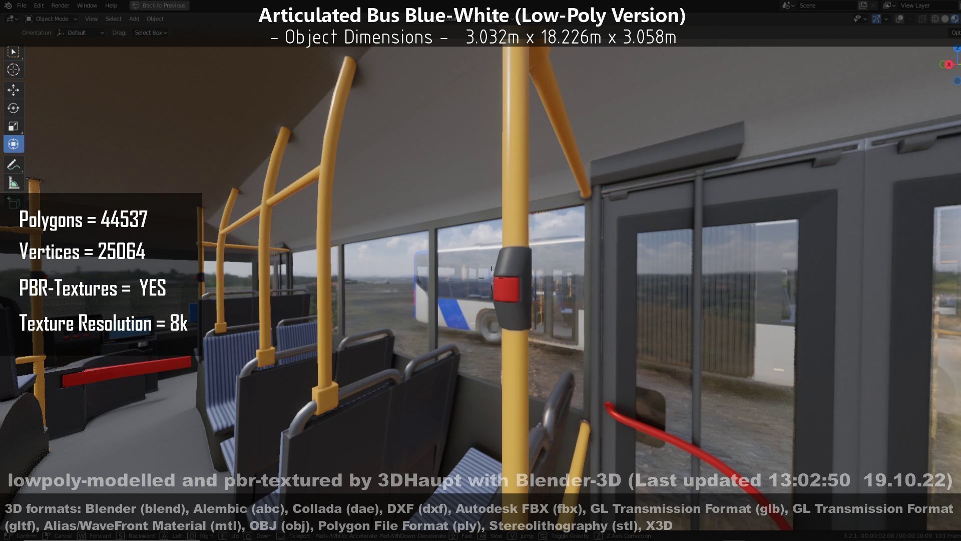 Articulated City Bus Blue-White Low-poly 3D model_89
