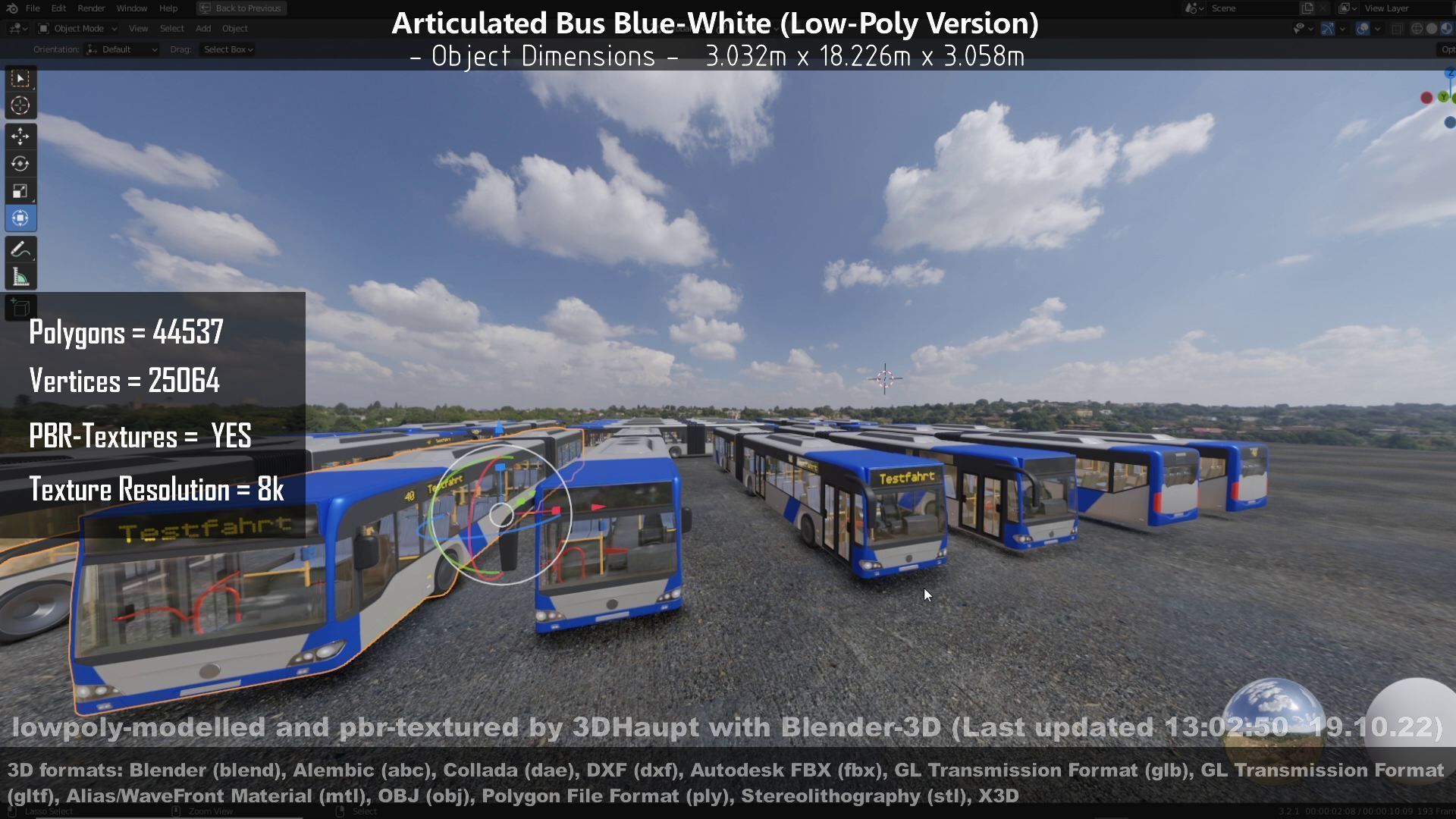 Articulated City Bus Blue-White Low-poly 3D model_56