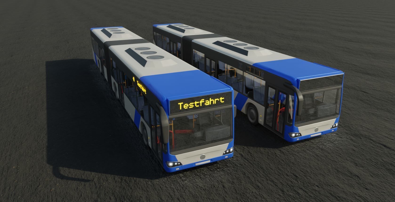 Articulated City Bus Blue-White Low-poly 3D model_14