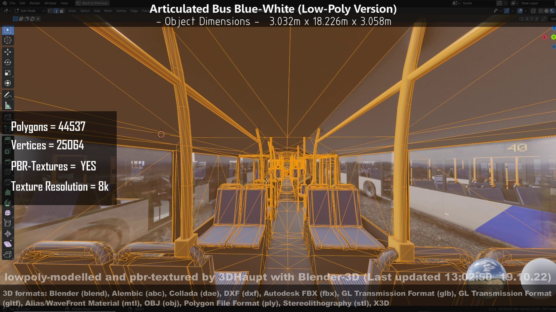 Articulated City Bus Blue-White Low-poly 3D model_116