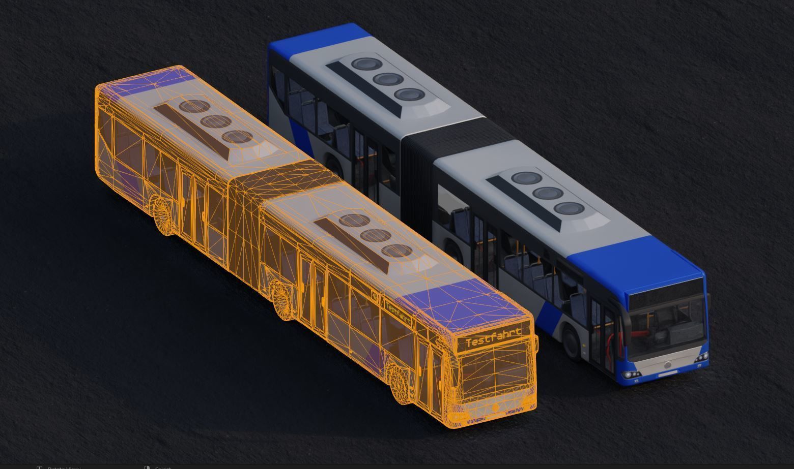 Articulated City Bus Blue-White Low-poly 3D model_8
