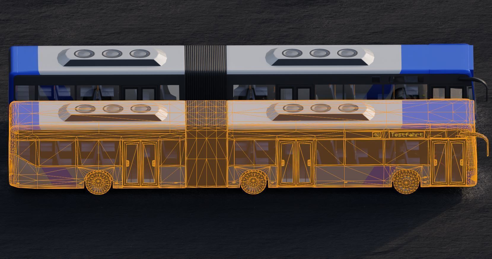 Articulated City Bus Blue-White Low-poly 3D model_20