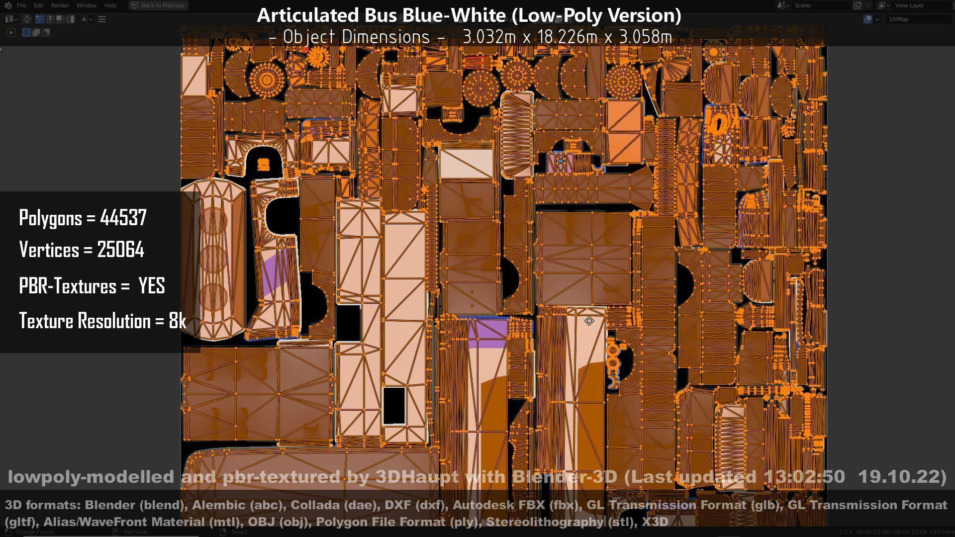 Articulated City Bus Blue-White Low-poly 3D model_62