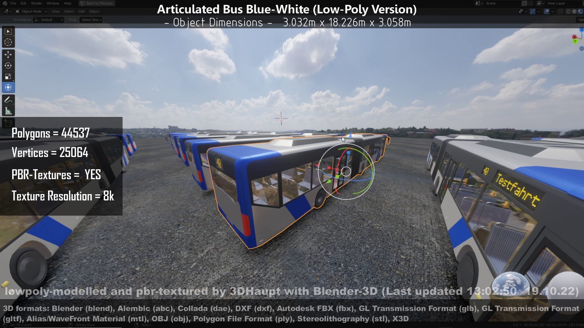 Articulated City Bus Blue-White Low-poly 3D model_53