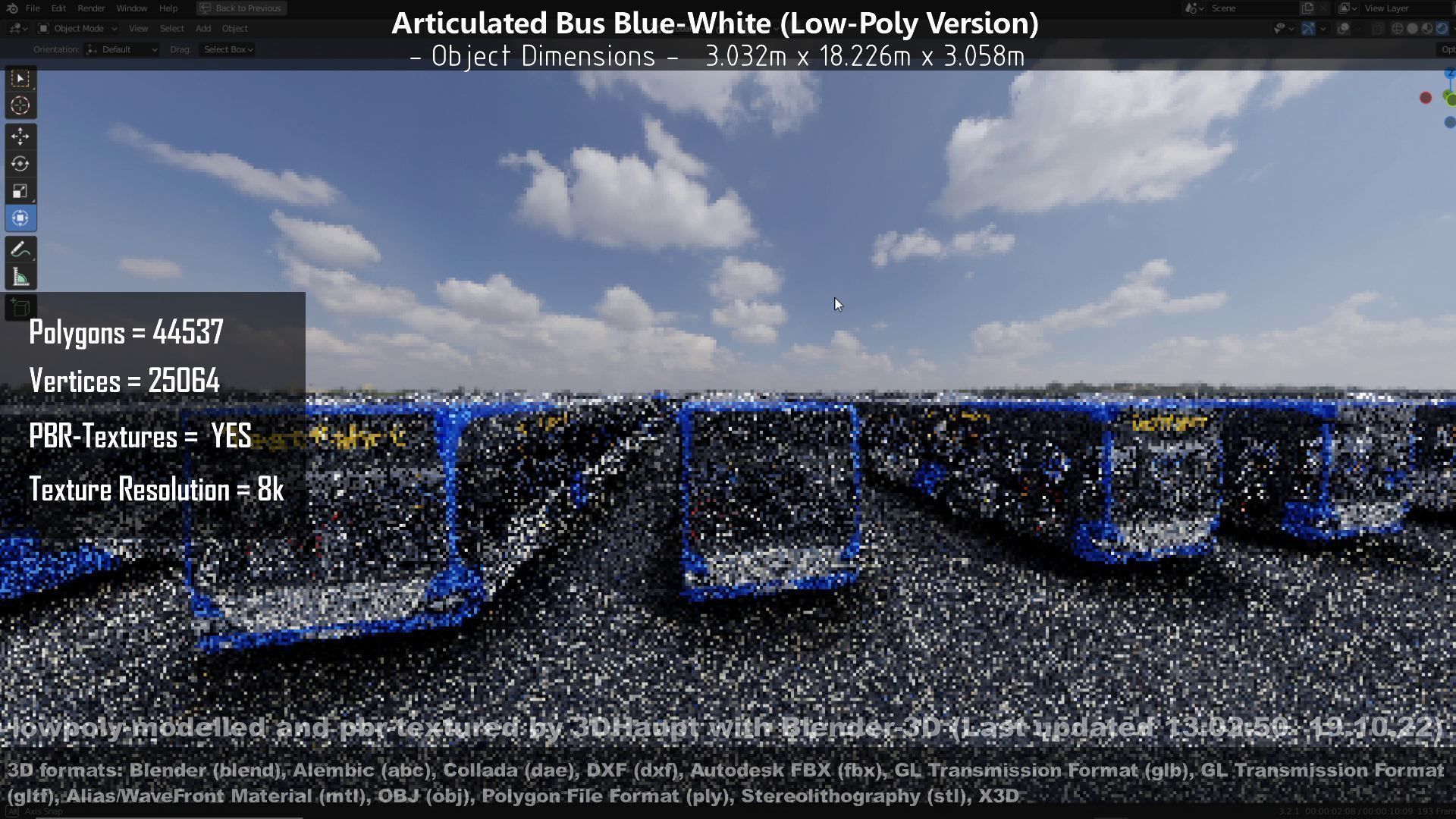 Articulated City Bus Blue-White Low-poly 3D model_104