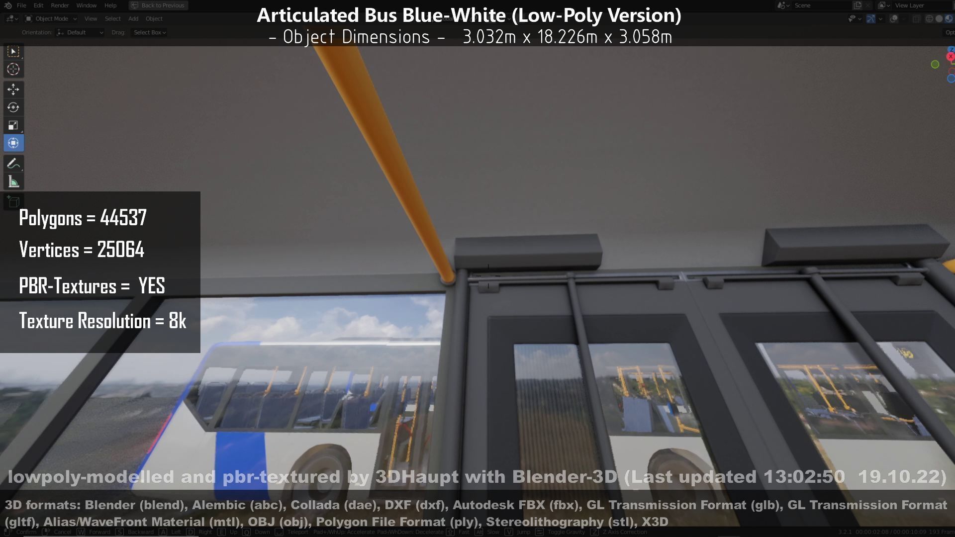 Articulated City Bus Blue-White Low-poly 3D model_90