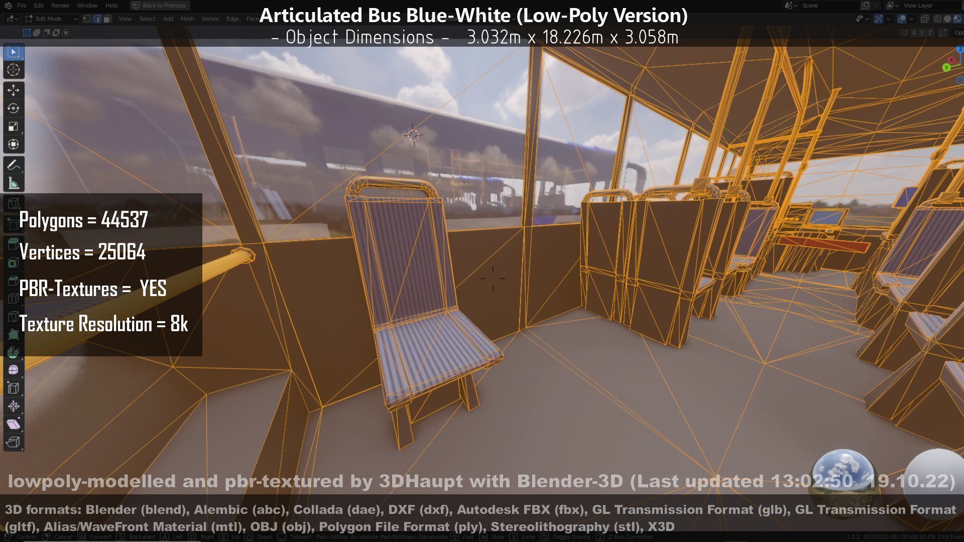 Articulated City Bus Blue-White Low-poly 3D model_45