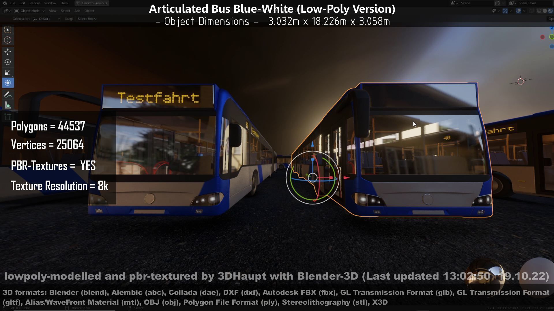 Articulated City Bus Blue-White Low-poly 3D model_70