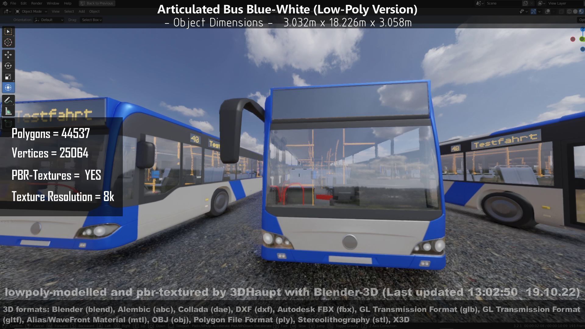 Articulated City Bus Blue-White Low-poly 3D model_78