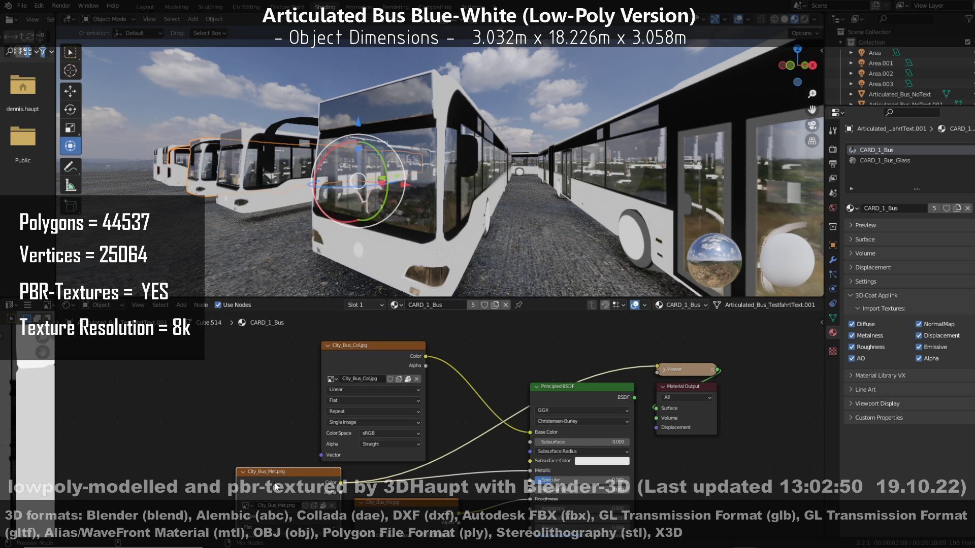 Articulated City Bus Blue-White Low-poly 3D model_60