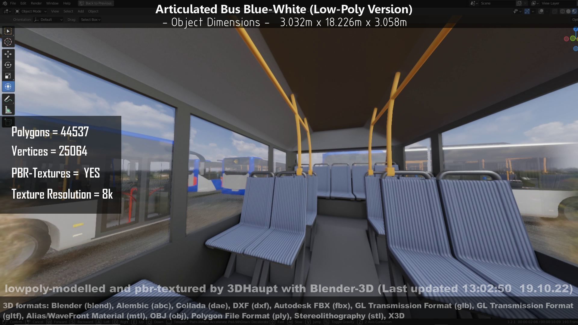 Articulated City Bus Blue-White Low-poly 3D model_113