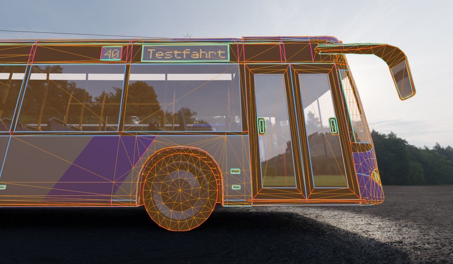 Articulated City Bus Blue-White Low-poly 3D model_3