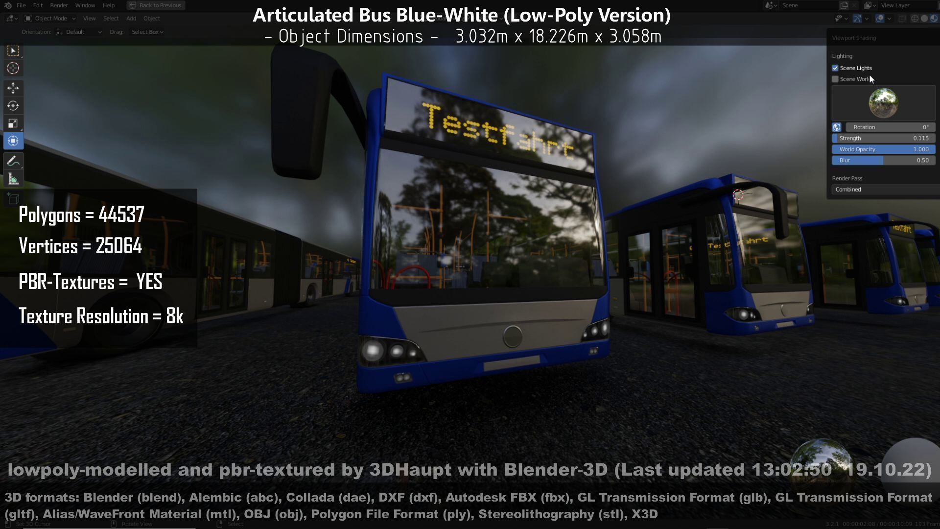 Articulated City Bus Blue-White Low-poly 3D model_69