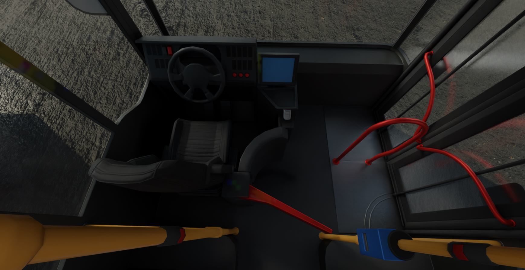 Articulated City Bus Blue-White Low-poly 3D model_21