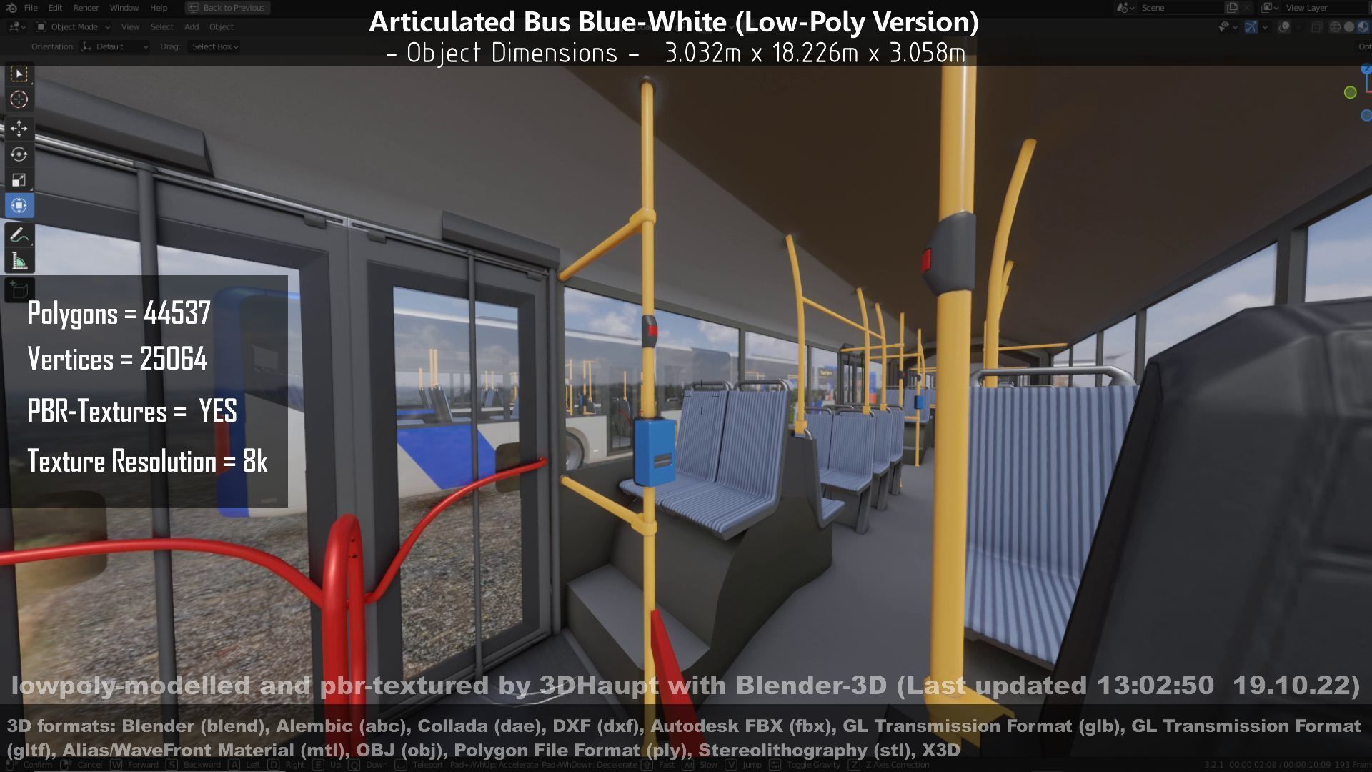 Articulated City Bus Blue-White Low-poly 3D model_87