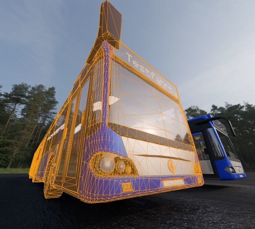 Articulated City Bus Blue-White Low-poly 3D model_15