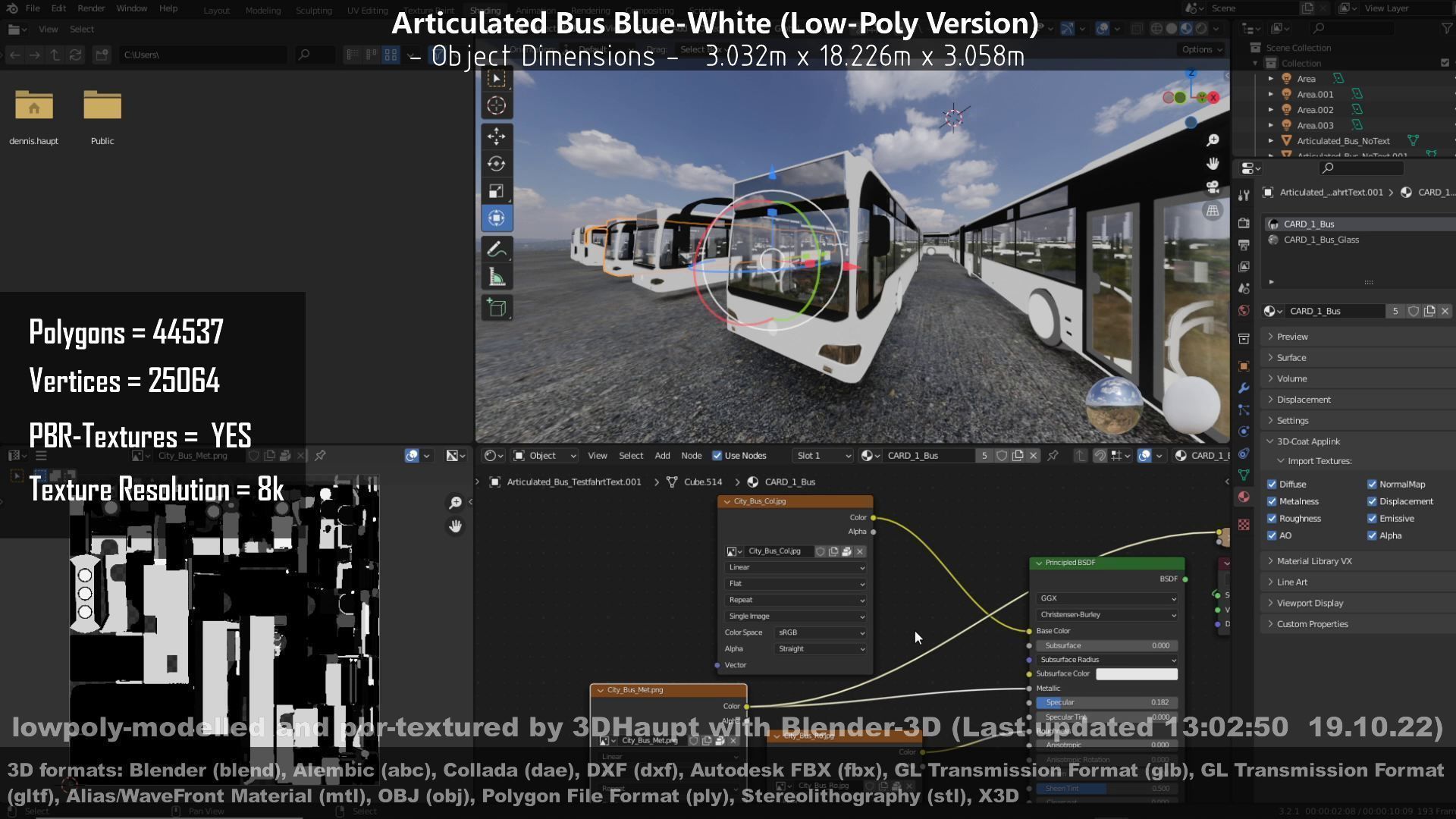 Articulated City Bus Blue-White Low-poly 3D model_137