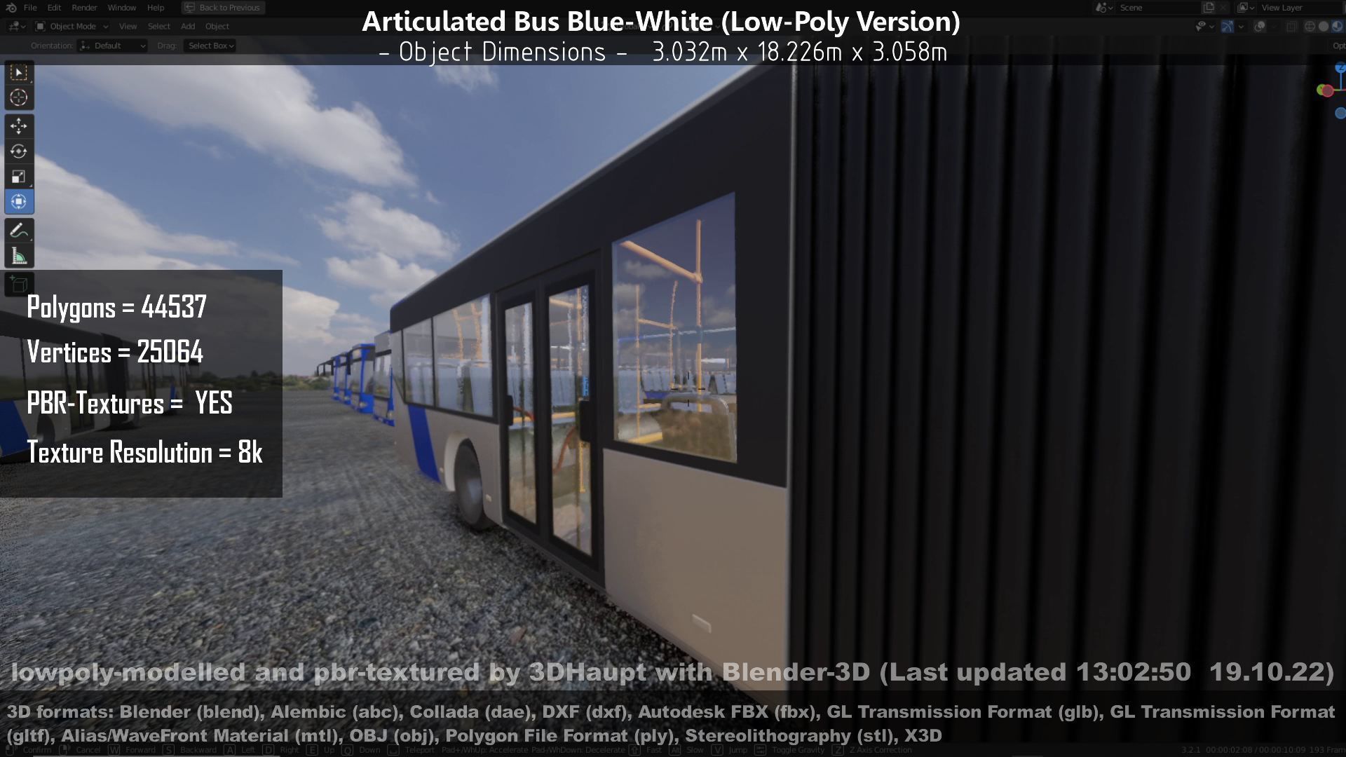 Articulated City Bus Blue-White Low-poly 3D model_150