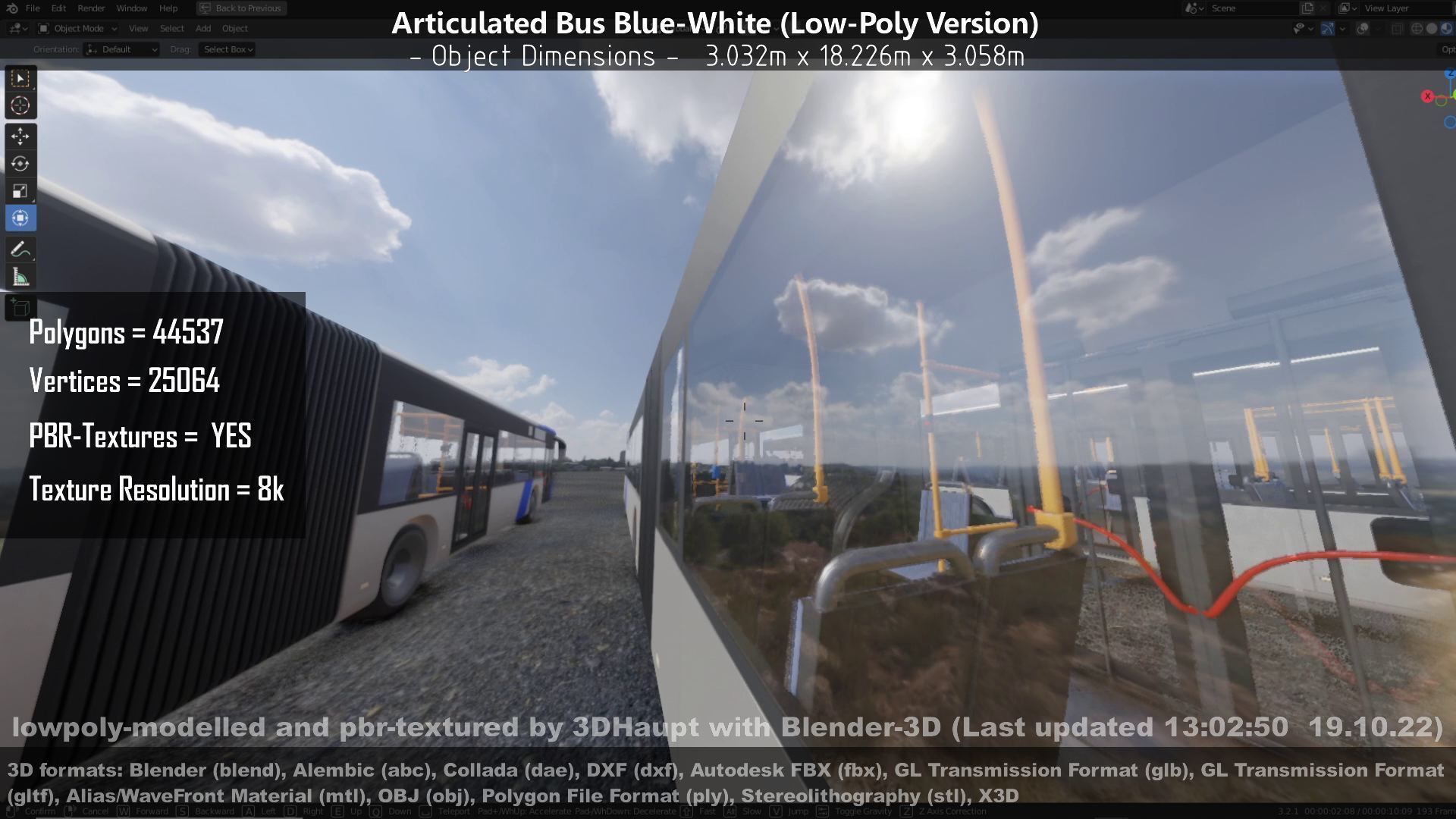 Articulated City Bus Blue-White Low-poly 3D model_83