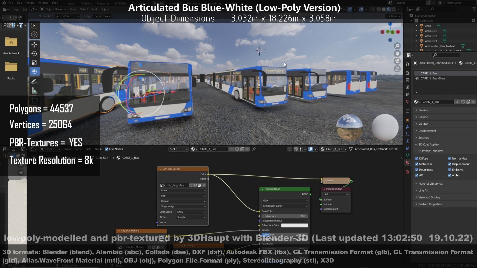 Articulated City Bus Blue-White Low-poly 3D model_58