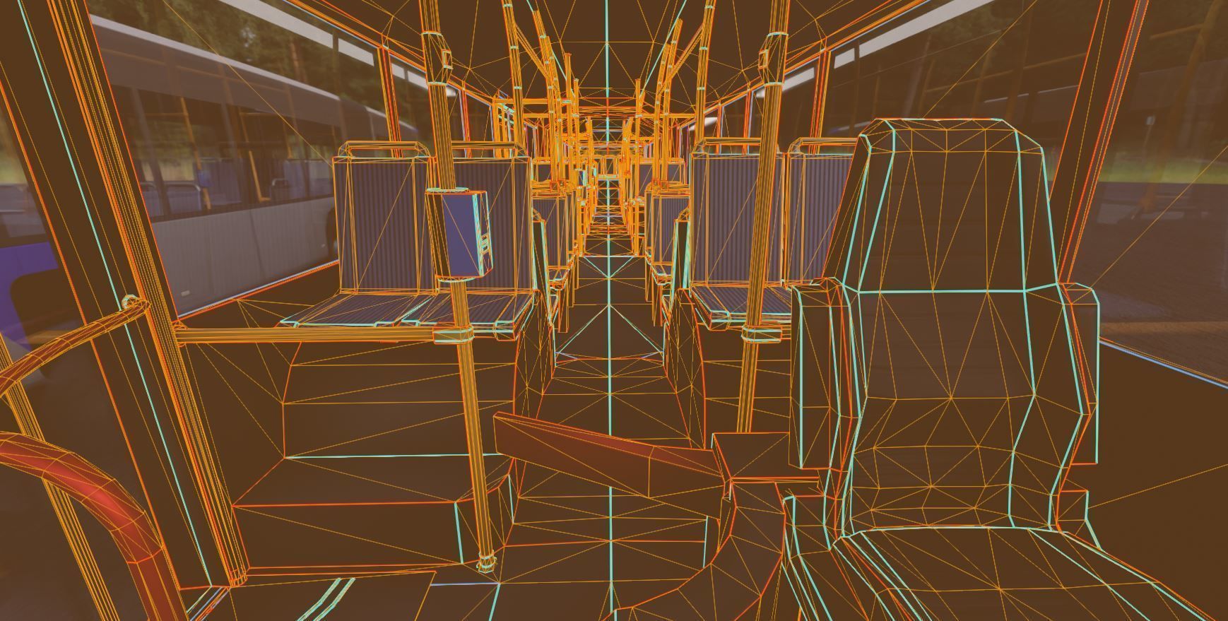 Articulated City Bus Blue-White Low-poly 3D model_23