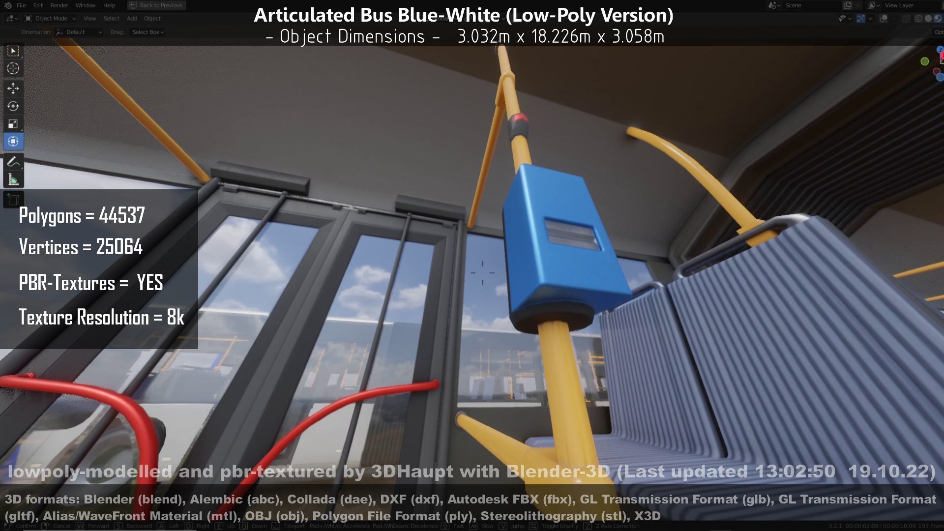 Articulated City Bus Blue-White Low-poly 3D model_105