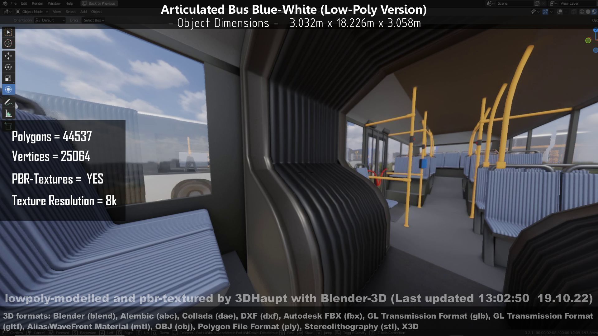 Articulated City Bus Blue-White Low-poly 3D model_106
