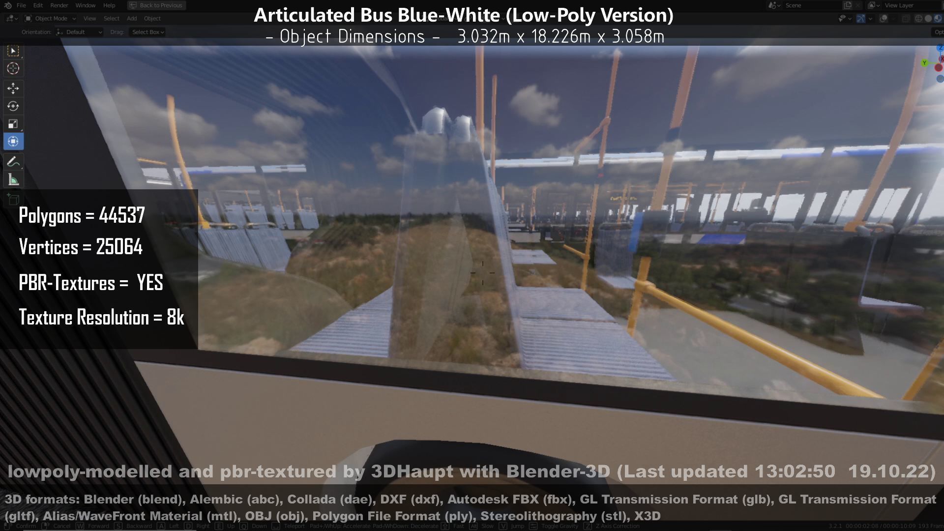 Articulated City Bus Blue-White Low-poly 3D model_149