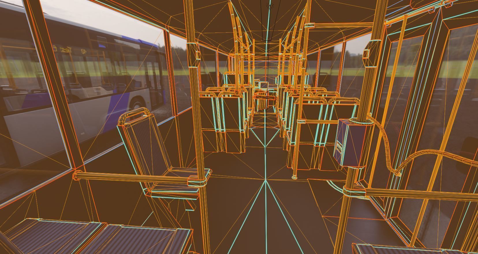 Articulated City Bus Blue-White Low-poly 3D model_32