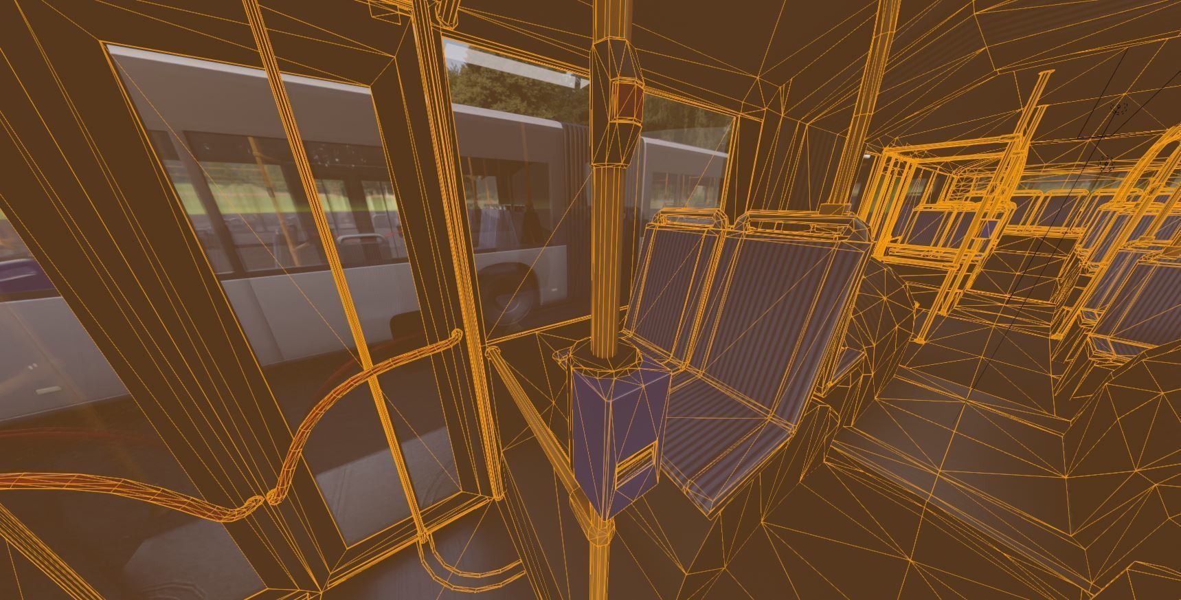 Articulated City Bus Blue-White Low-poly 3D model_40