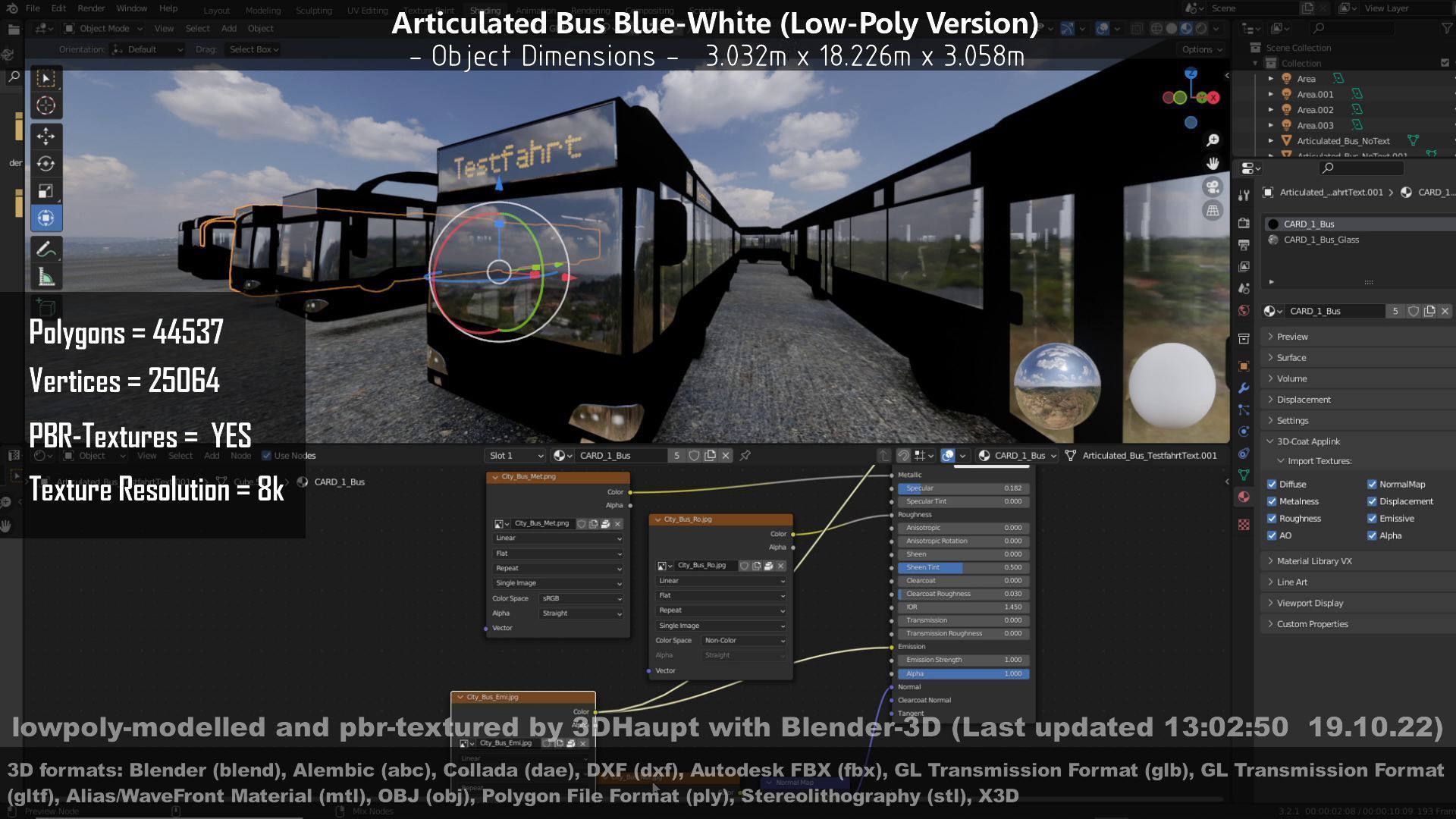 Articulated City Bus Blue-White Low-poly 3D model_147