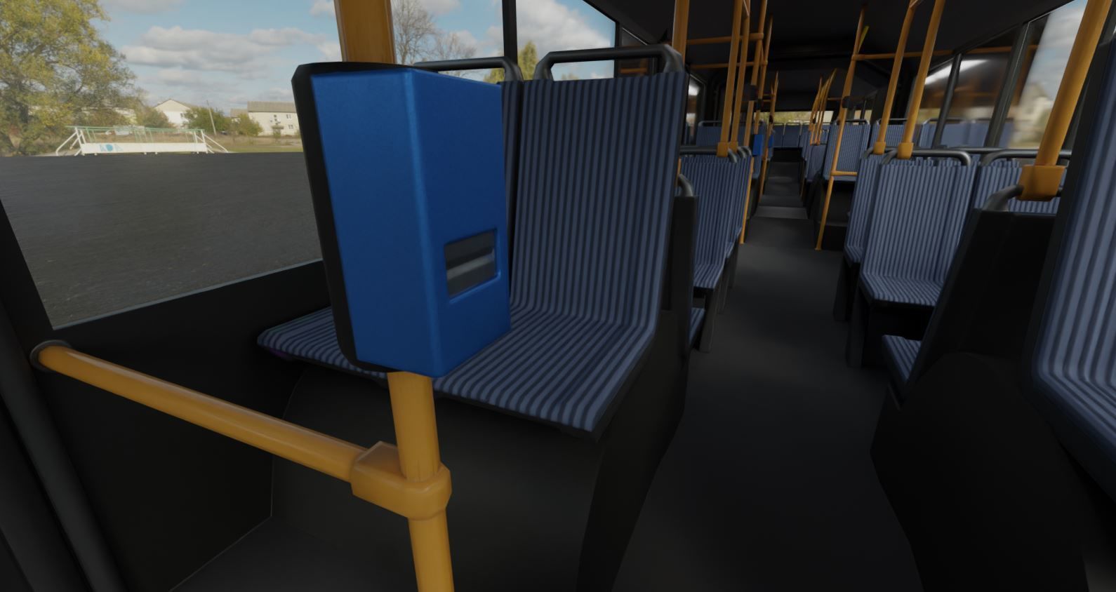 Articulated City Bus Blue-White Low-poly 3D model_36