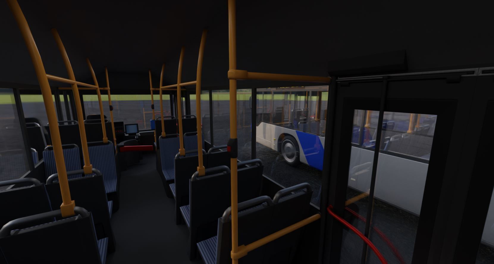 Articulated City Bus Blue-White Low-poly 3D model_38