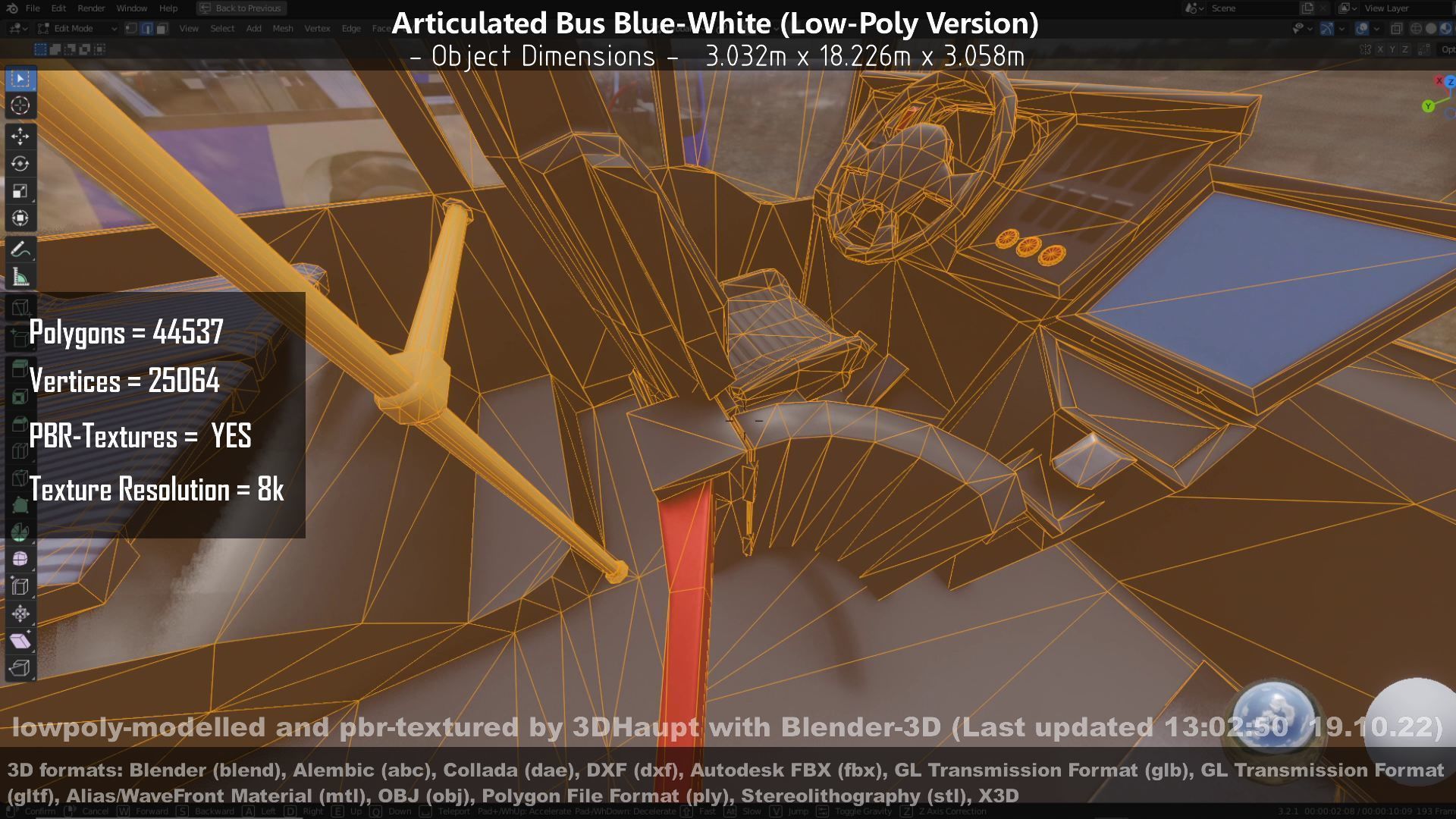 Articulated City Bus Blue-White Low-poly 3D model_47
