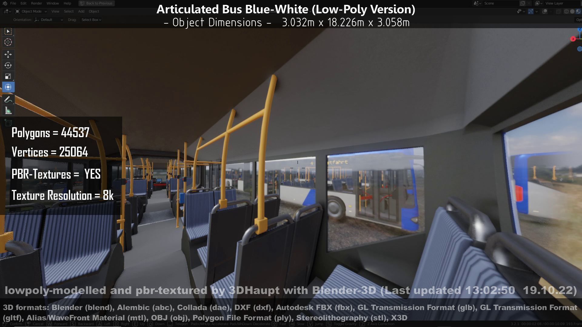 Articulated City Bus Blue-White Low-poly 3D model_94