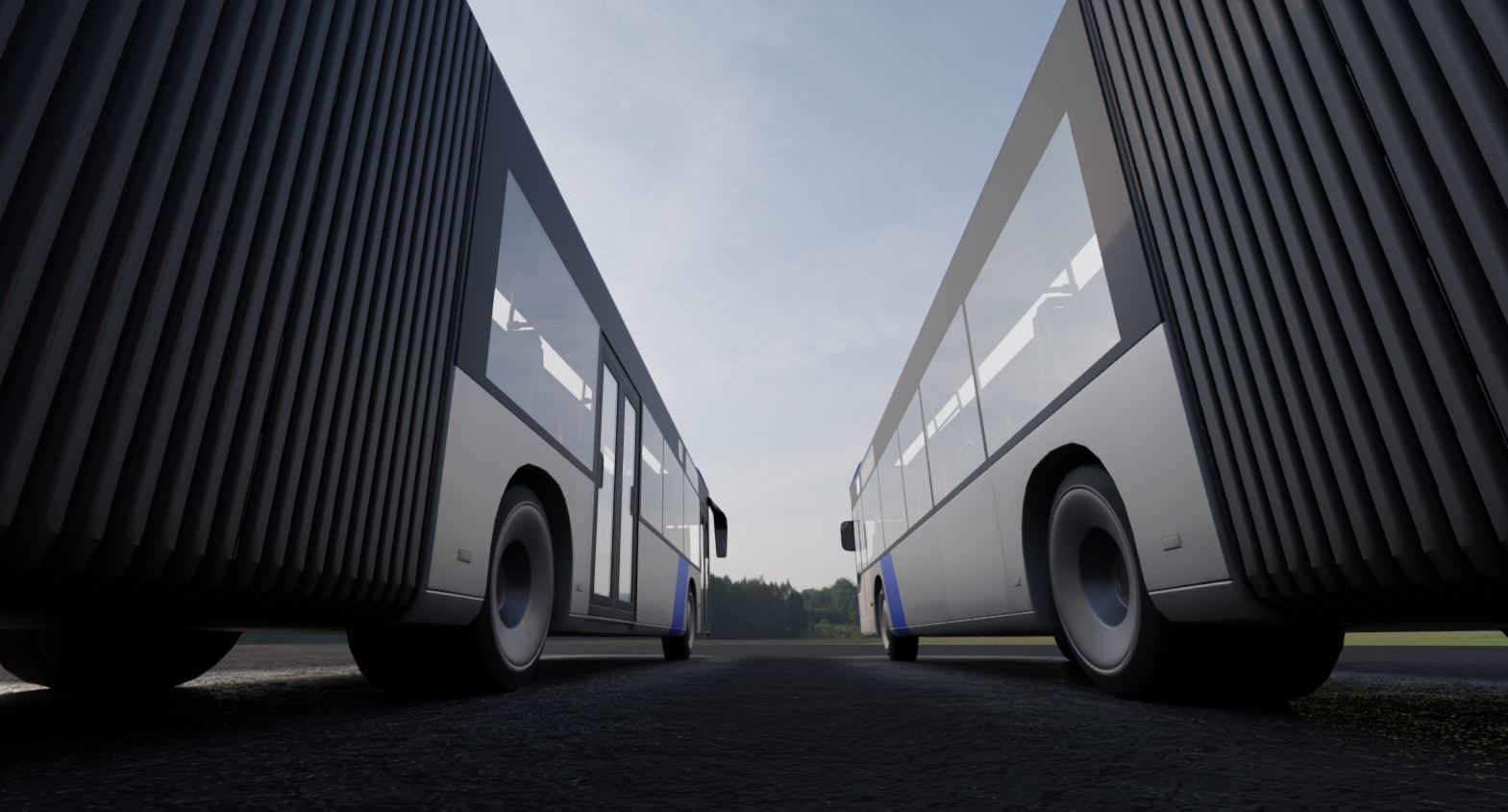 Articulated City Bus Blue-White Low-poly 3D model_7