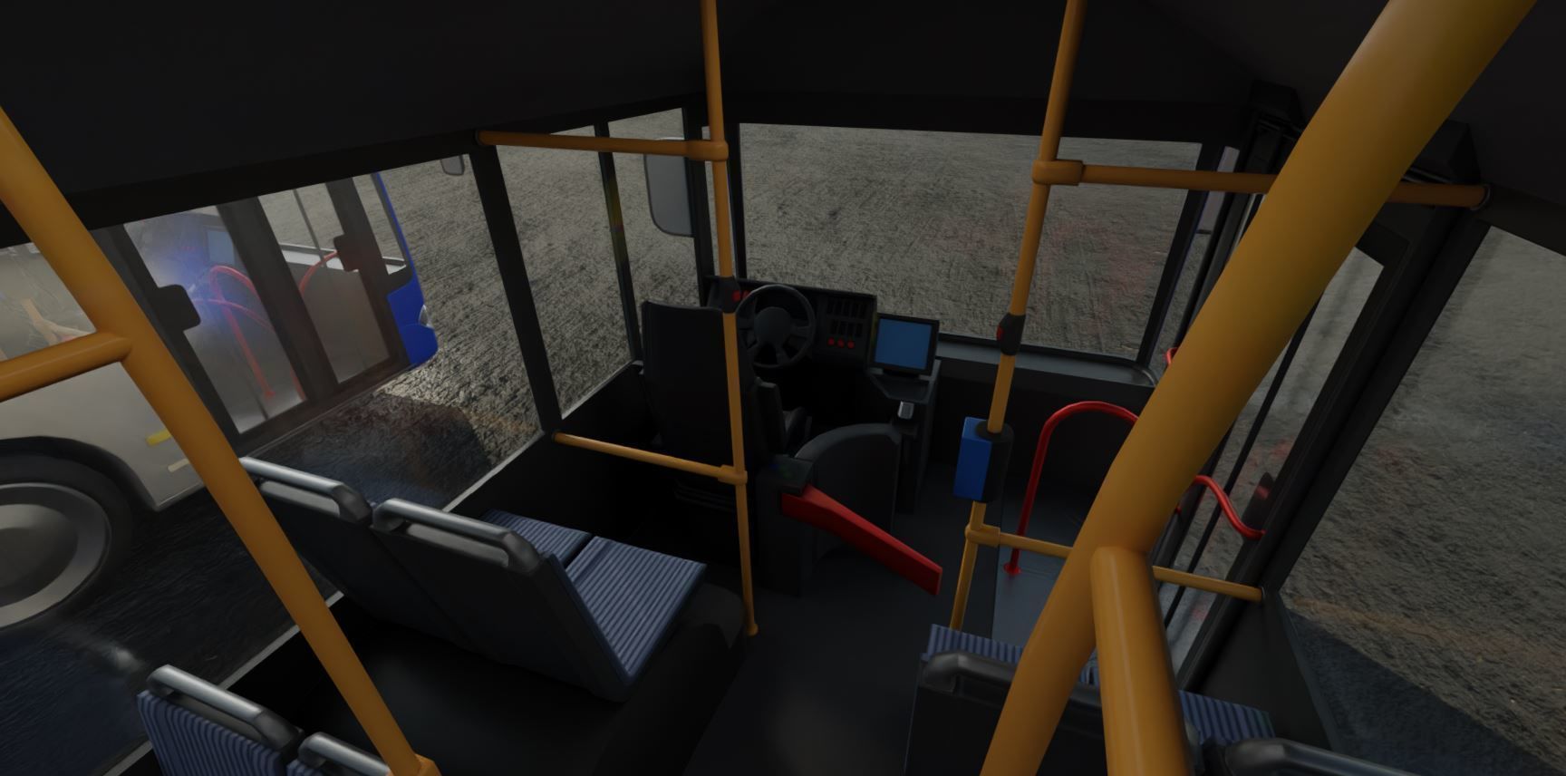 Articulated City Bus Blue-White Low-poly 3D model_34