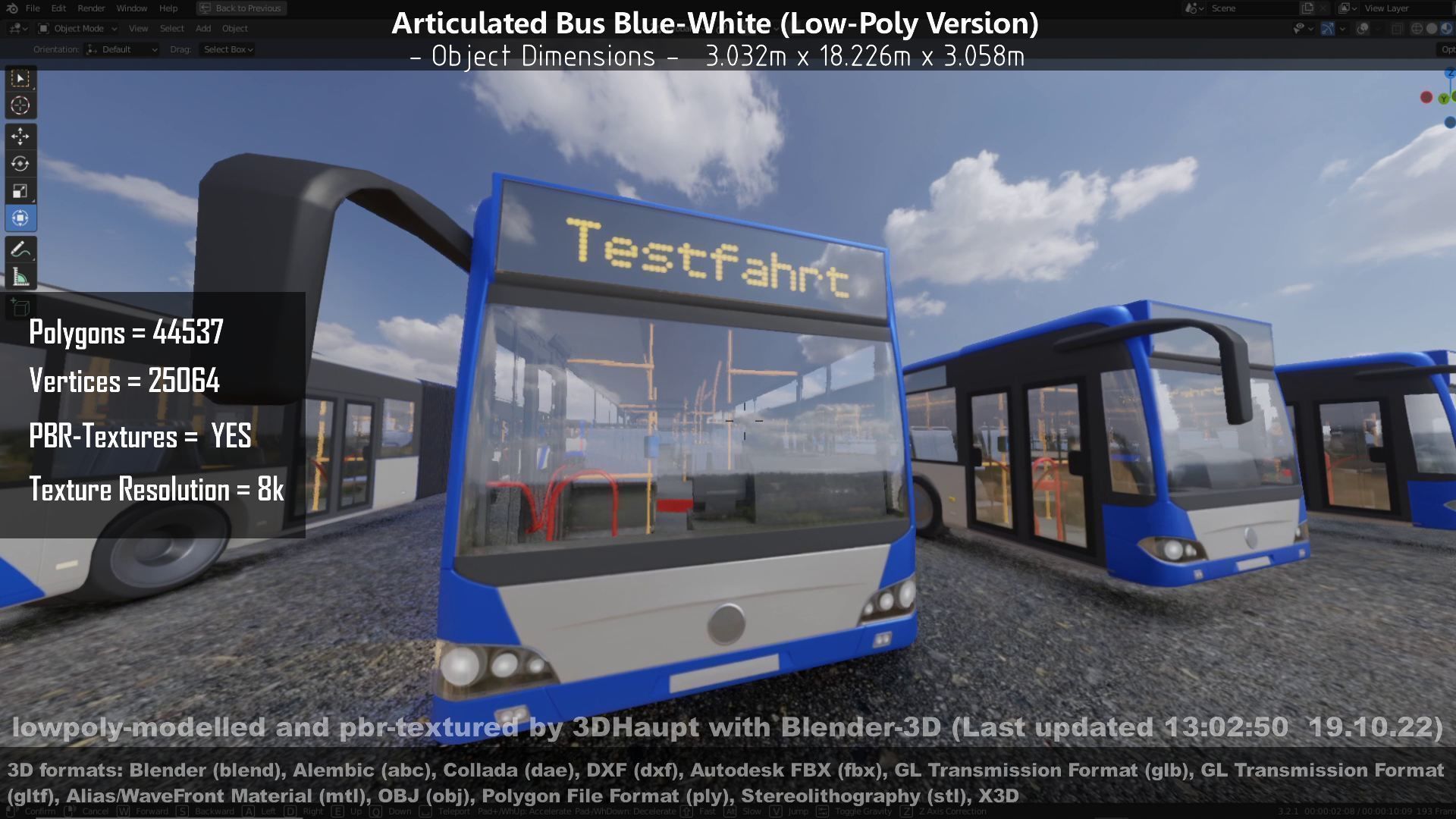 Articulated City Bus Blue-White Low-poly 3D model_79