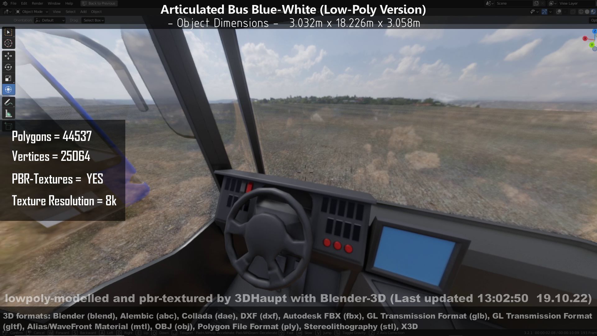 Articulated City Bus Blue-White Low-poly 3D model_86