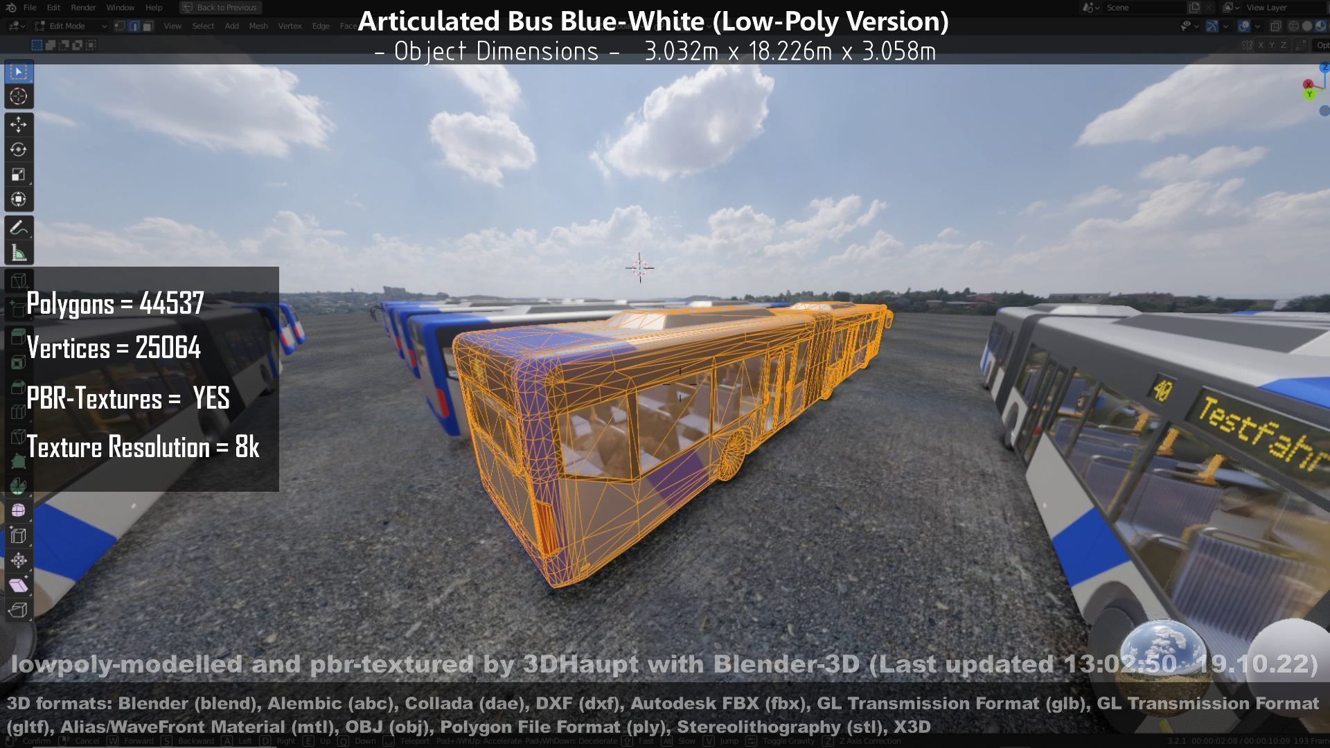 Articulated City Bus Blue-White Low-poly 3D model_51