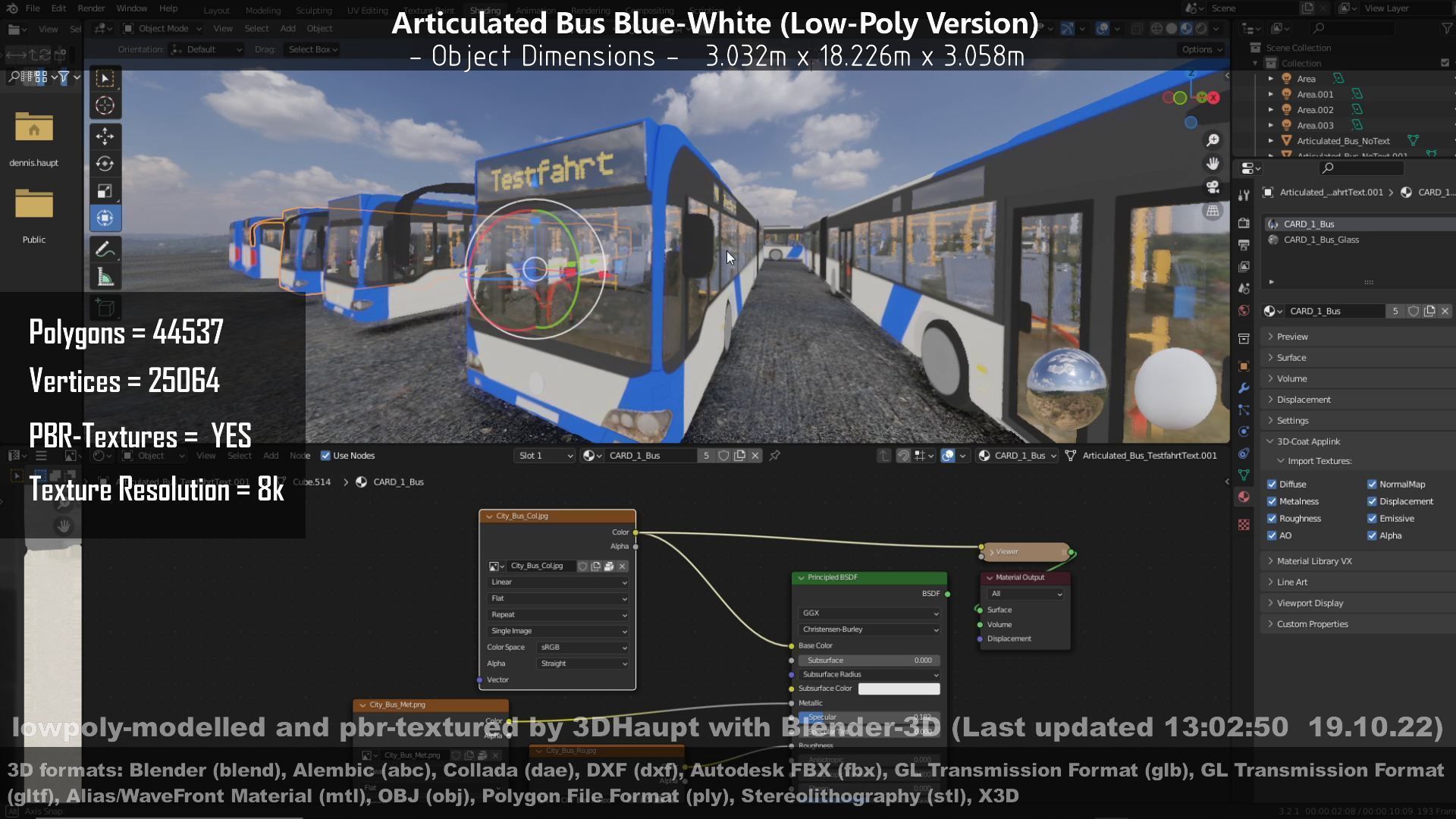 Articulated City Bus Blue-White Low-poly 3D model_59