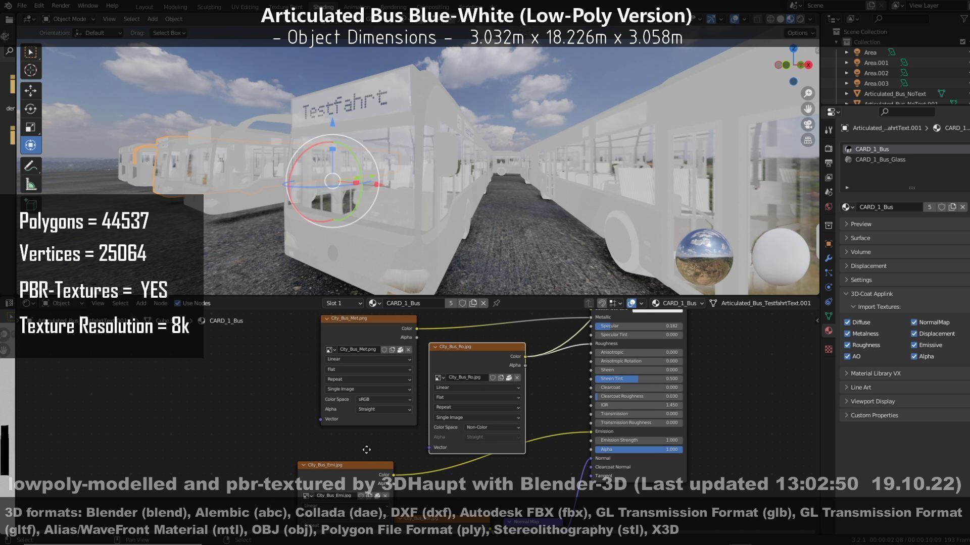 Articulated City Bus Blue-White Low-poly 3D model_146