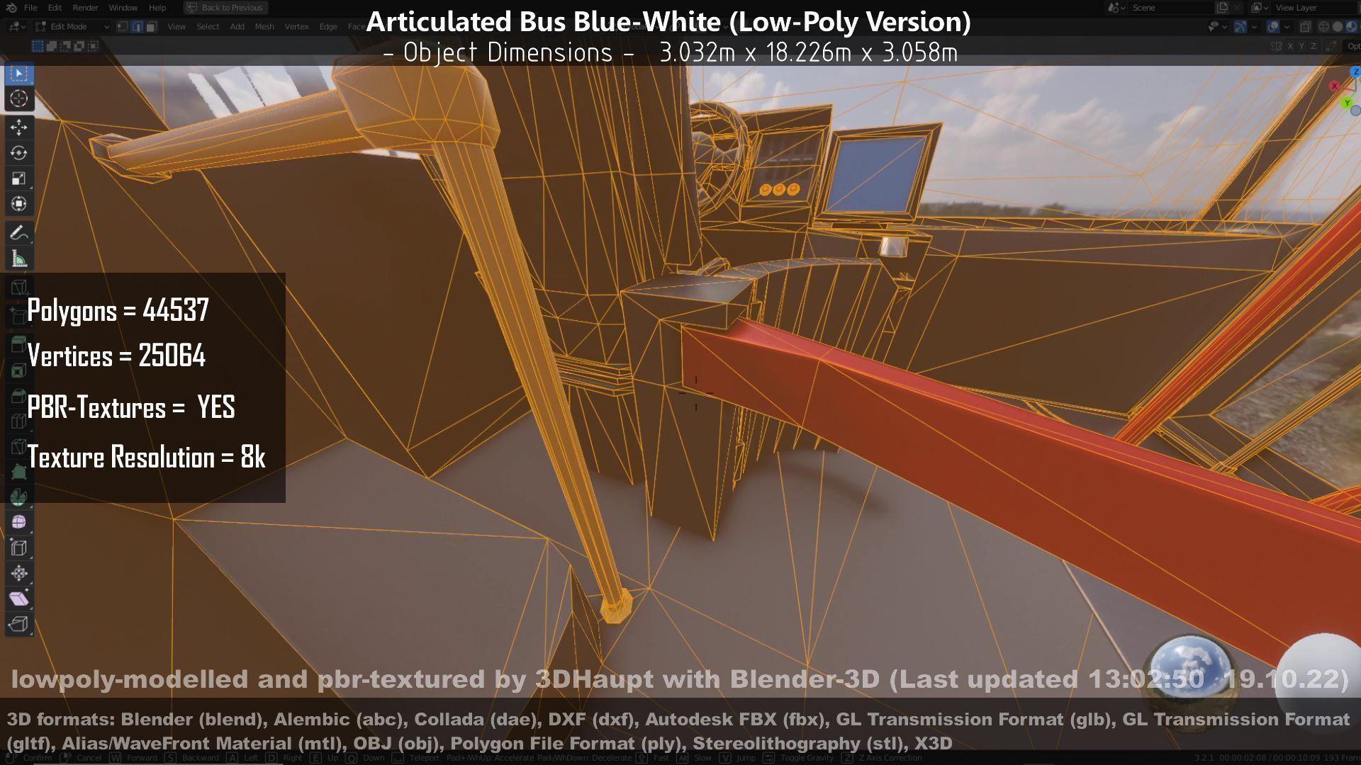 Articulated City Bus Blue-White Low-poly 3D model_48